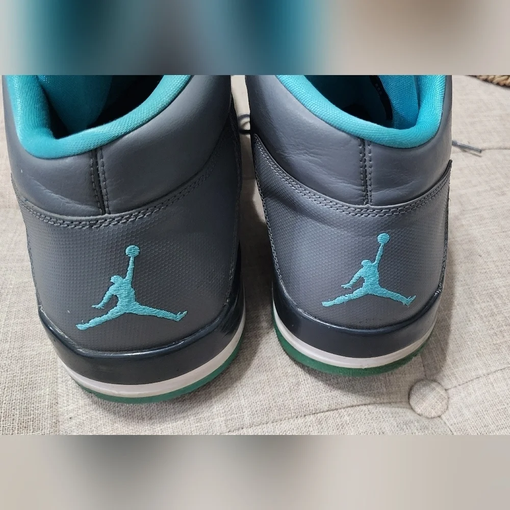 Jordan Gray and Blue Sneakers Athletic Design